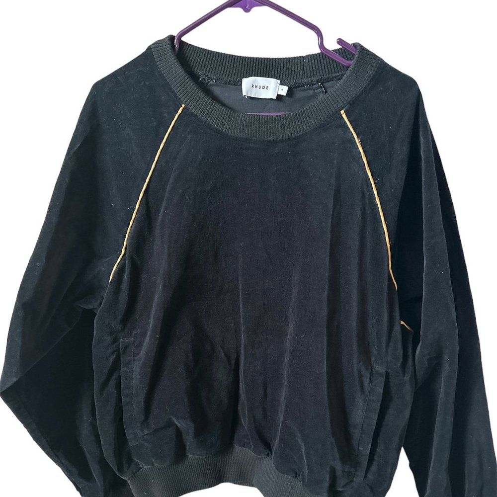 Rhude Mens French Terry Black Crewneck